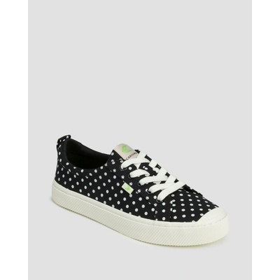 Cariuma OCA Low Black Canvas White Polka Dots Sneaker