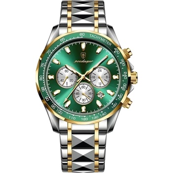 Poedagar Часовник poedagar st-35027 - Сребърен / Златен / Зелен kp35027 (st-35027)