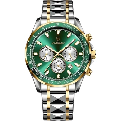 Poedagar Часовник poedagar st-35027 - Сребърен / Златен / Зелен kp35027 (st-35027)