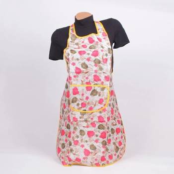 Image 1 of Светлосива готварска престилка с лалета и цветя