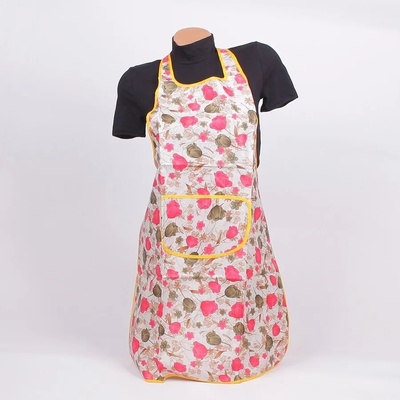 Светлосива готварска престилка с лалета и цветя