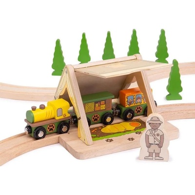 Bigjigs Toys Детска играчка Bigjigs - Дървена палатка, сафари (BJT282)