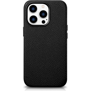 ICARER Leather Litchi MagSafe Case - кожен (естествена кожа) кейс с MagSafe за iPhone 14 Pro (черен)