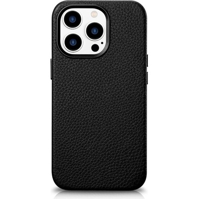 ICARER Leather Litchi MagSafe Case - кожен (естествена кожа) кейс с MagSafe за iPhone 14 Pro (черен)