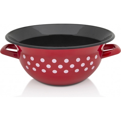 Metalac Smaltovaná mísa s uchy červený puntík černý vnitřek 28 cm 5 l