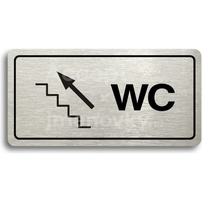 ACCEPT Piktogram WC VLEVO NAHORU - stříbrná tabulka - černý tisk