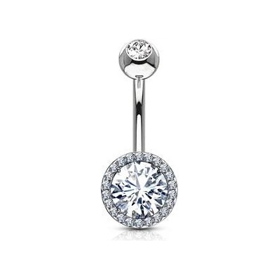 Šperky4U piercing do pupíku s čirými zirkony WP0015-C