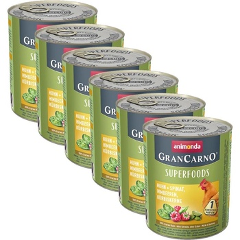 Animonda GranCarno Superfoods - пиле + спанак и малини 6 x 800 г