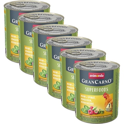 Animonda GranCarno Superfoods - пиле + спанак и малини 6 x 800 г