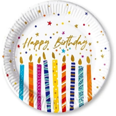 Procos Papierové taniere EKO Happy Birthday Streamers 23 cm
