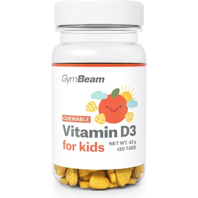 GymBeam Vitamín D3 tabliety na cmúľanie pre deti pomaranč 120 tabliet