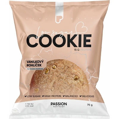 Passion nutrition Passion Low sugar cookies Vanilkový rohlíček 70 g