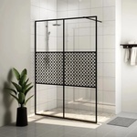 vidaXL Стена за душ с прозрачно ESG стъкло, 140x195 см, черна (151032)