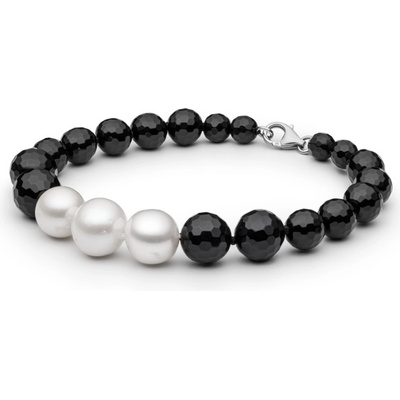 Gaura Pearls stříbrný s perlou Irina onyx 224-99B černá