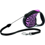 flexi Safari Zebra повод за куче M до 20 кг, 5 м въже - розово