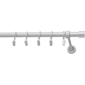 Rolmajster Kovová záclonová tyč 16 mm Matné striebro Jednoduchá 250 cm