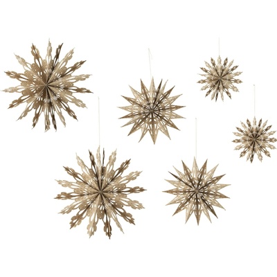 Bloomingville Papírová ozdoba Star Ornament set 6 ks hnědá barva papír