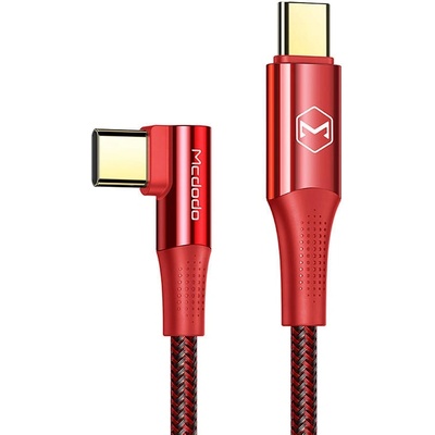 Mcdodo Ъглов кабел Mcdodo CA-8321, USB-C към USB-C, 100W, 1.2m, червен (CA-8321)