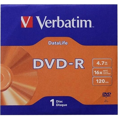 Verbatim DVD-R, 4.7 GB, 16x, AZO покритие, в картонена кутия (043844 / 50 pcs)
