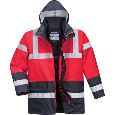 Portwest S466 Hi Vis vetrovka Contrast Traffic červená Námornícka modrá