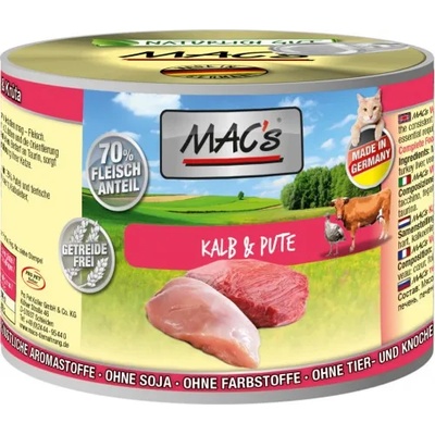 MAC's Mac’s Cat Adult, консерва за пораснали котки, БЕЗ ЗЪРНО, с Телешко и пуешко месо (мин. 70% месо), 200 гр - Германия - 807VE
