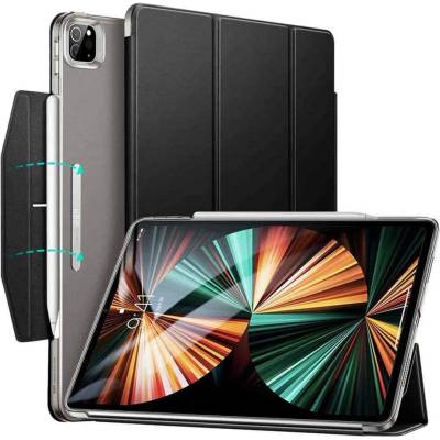 ESR Ascend Trifold Case - полиуретанов калъф с поставка и отделение за Apple Pencil 2 за iPad Pro 12.9 M1 (2021) (черен)