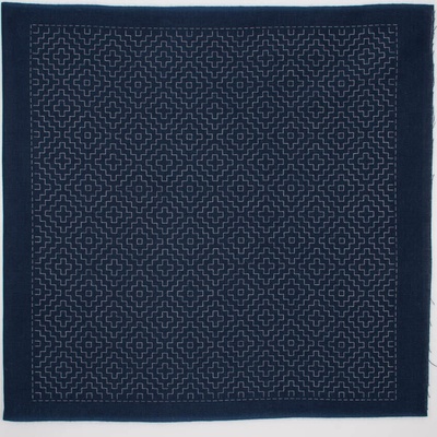 Hana-Fukin sashiko utěrka 33 × 33 cm "kaki no hana", indigo