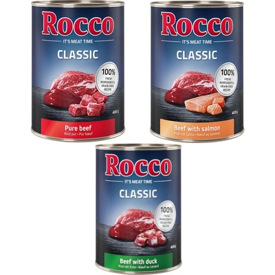 Rocco Classic balenie na skúšku topseller mix hovädzie hovädzie/hydinové srdiečka hovädzie/kuracie 6 x 400 g