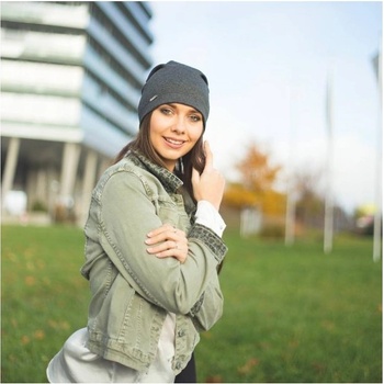 Dámská spadnutá úpletová čepice tm. modrá