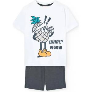 BOBOLI Knit short sleeve set - White (Anthracite)