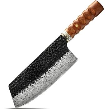 HARAHU Дамаски кухненски нож KE-37349 - Cleaver / Кафяв KP37349 (KE-37349)