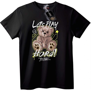 NOONEBRAND Тениска Да играем здраво Плюшена Мечка - XL, Black