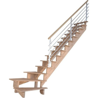 StarWood Schody Lindos dubové pravé 100cm otevřené design. nerez. zábradlí