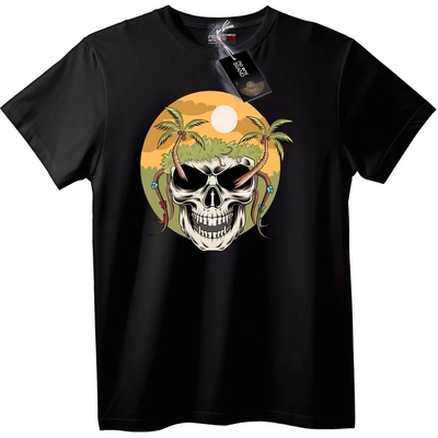 NOONEBRAND Тениска с тропически череп - XL, Black