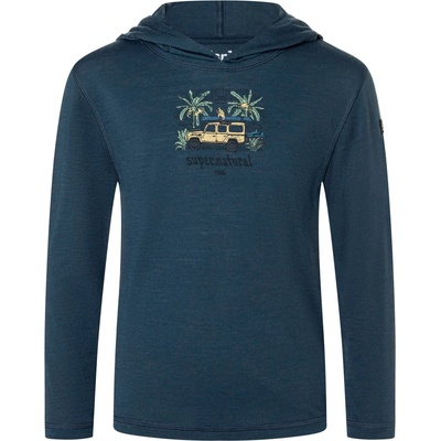 super. natural Детски вълнен пуловер super. natural Kid's Tropicar Light Hoodie - Blueberry / Various - размер 110 (EU) (704-5805-0112)