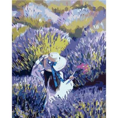 zuty Malování podle čísel Žena uprostřed levandulového pole 40 x 50 cm vypnuté plátno na rám