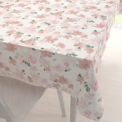 Biante Sametový obdélníkový ubrus Tamara TMR-036 Růžovo-béžové akvarelové květy na bílém 130x220cm