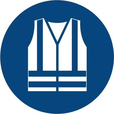 Značka Použite bezpečnostnú vestu, ISO 7010, plast, 200 mm, 10 ks
