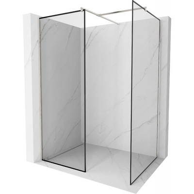 Mexen Kioto стена за душ Walk-in 120 x 120 см, черен модел, четкан никел - 800-120-202-97-70-120 (800-120-202-97-70-120)