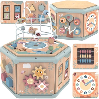 Tooky Toy Kocka s aktivitami 7v1 pastel