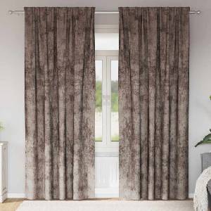 Pure Line Home Кадифени завеси в цвят чинчила с комбиниран перделък, 2 бр. , 140 x 225 см