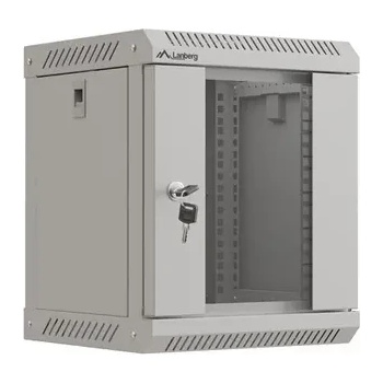 Image 1 of Lanberg Комуникационен шкаф, Lanberg rack cabinet 10" wall-mount 6U/300x300 (flat pack) with glass door grey (WF11-3306-10S)