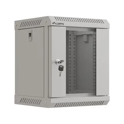 Lanberg Комуникационен шкаф, Lanberg rack cabinet 10" wall-mount 6U/300x300 (flat pack) with glass door grey (WF11-3306-10S)