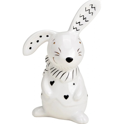 Textilomanie Keramický zajko BUNNY FRONT 12 cm biely