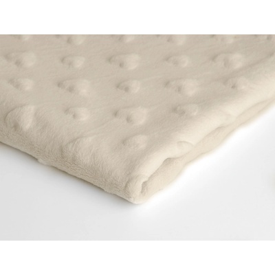 Látka minky srdička, 320 g/m², šíře 160 cm, metráž, ecru