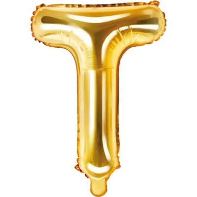 PartyDeco Балон от фолио Mini - Буква Т 35см златен