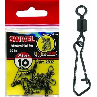 Extra Carp Pevnostní obratlík s karabinkou vel.6 10ks