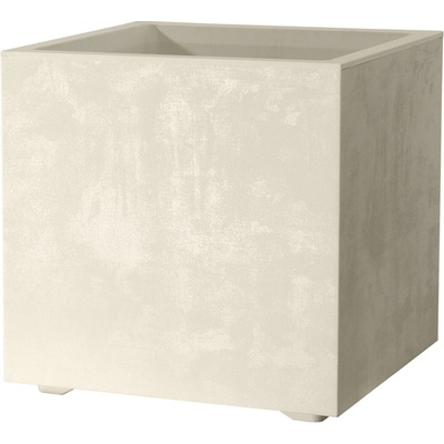 Deroma Květináč Millennium Cubo perlově bílý 25 x 25 x 25 cm
