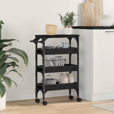 vidaXL Кухненска количка Черния дъб 53 x 20 x 76 см Инженерно дърво (883024)