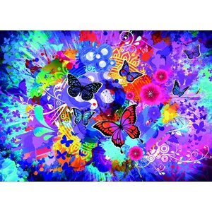 Grafika Art Puzzle - Puzzle Colorful Flowers and Butterflies - 500 piese
